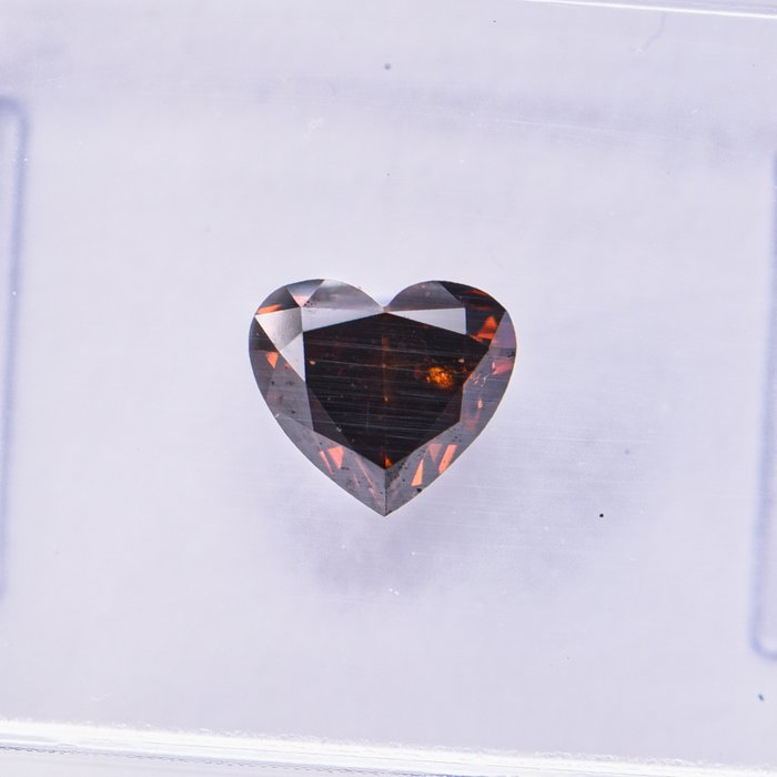 Ingen mindstepris - 1 pcs Diamant  (Naturfarvet)  - 058 ct - Hjerte - Fancy dark Orange nuance Brun - SI1 - International Gemological Institute (IGI)