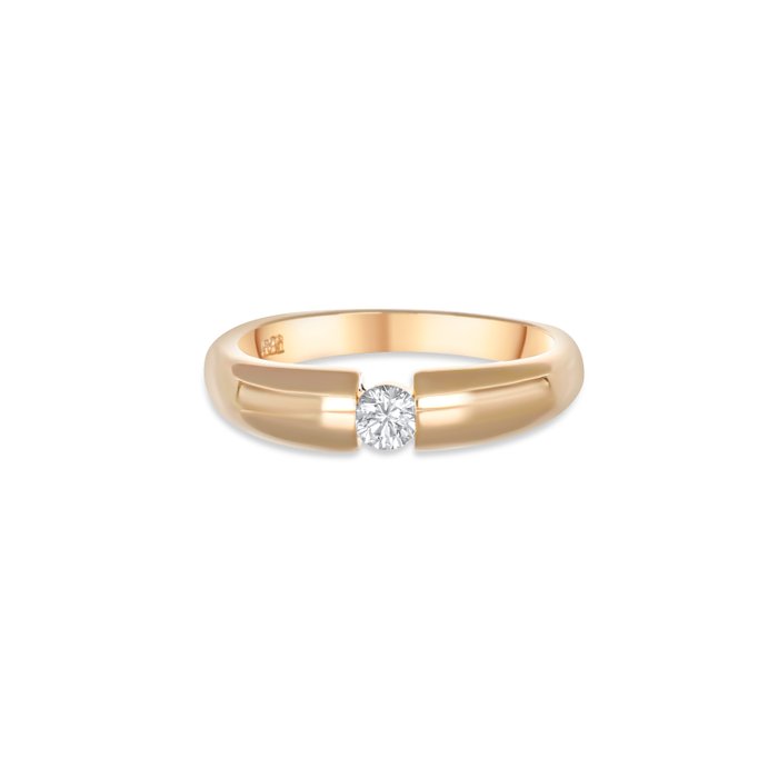 Ring - 14 karat Gulguld -  0.08ct. tw. Diamant (Natur)