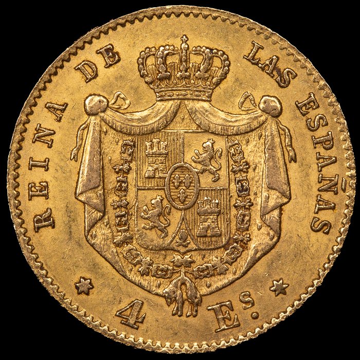 Spanien. Isabel II (1833-1868). 4 Escudos 1865 Madrid  (Ingen mindstepris)