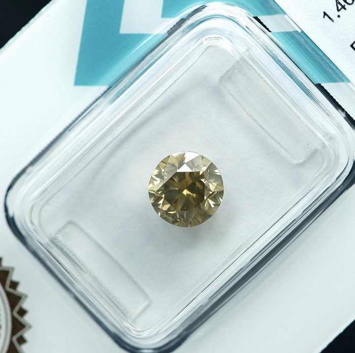 1 pcs Diamant  (Naturfarvet)  - 1.46 ct - Fancy Brunlig Gul - SI2 - International Gemological Institute (IGI)