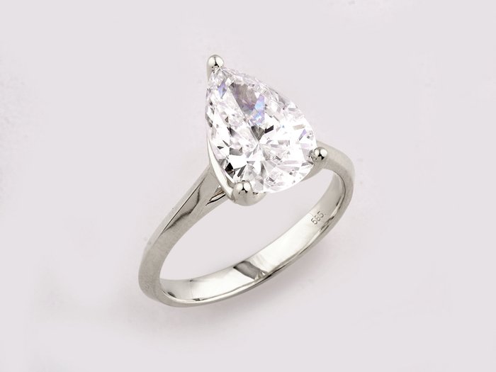 Ring - 14 karat Hvidguld -  2.50ct. tw. Diamant (Laboratoriedyrket)