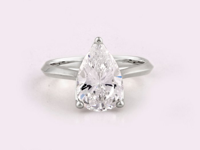 Ring - 14 karat Hvidguld -  2.50ct. tw. Diamant (Laboratoriedyrket)