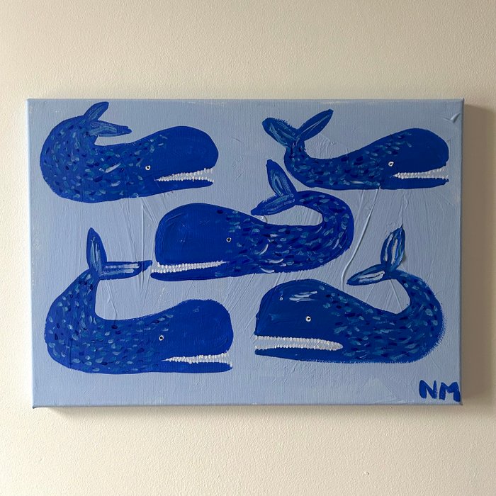 Nancy McKie - Whales in the sea.