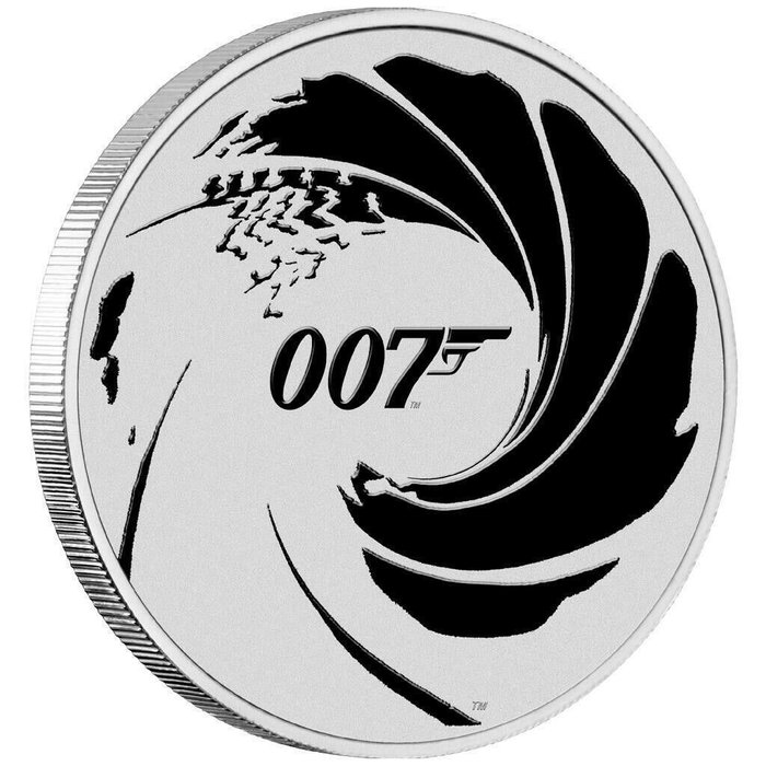 Tuvalu. 1 Dollar 2020 James Bond 007, Black Colored, 1 Oz (.999)  (Ingen mindstepris)