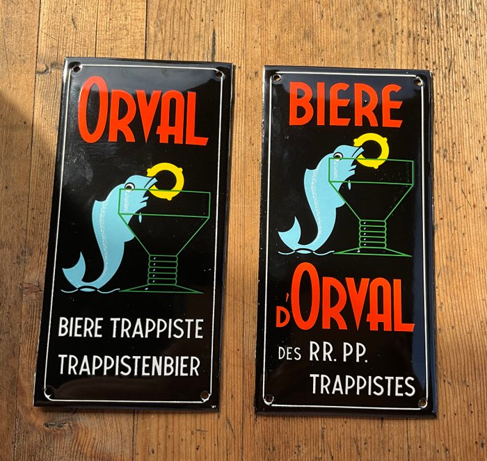 BIERE D´ ORVAL Trappistenbier Vintage Werbeschilder - Emaljeplade (2) - Emalje