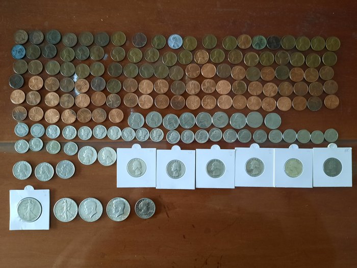 Förenta staterna. A Lot of 193x USA Coins including 26x Silver 1902-2019  (Ingen mindstepris)