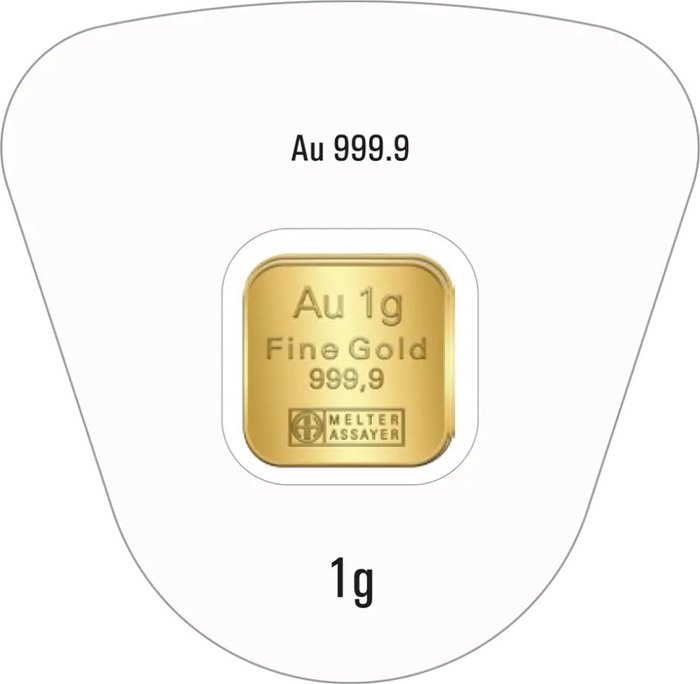 1 gram - Guld 999 - Argor-Heraeus, Switzerland - Forseglet  Med certifikat  (Ingen mindstepris)