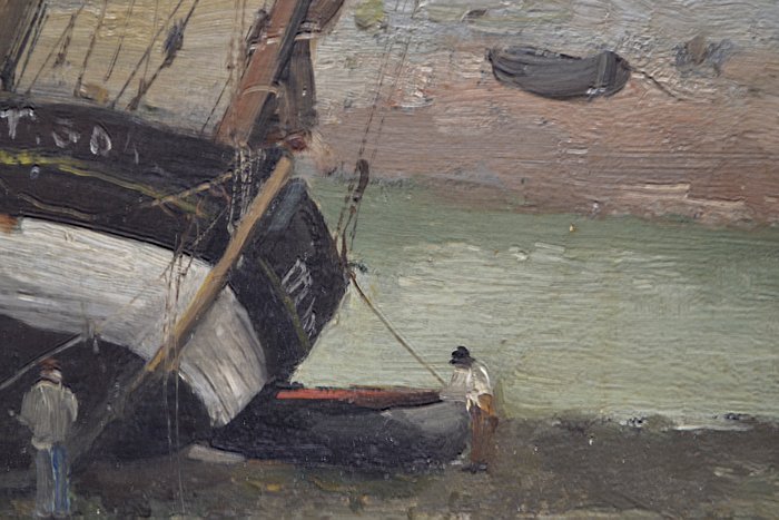 Ernest Laynaud (1841-1928) - Bomb barge on the beach ready for maintenance