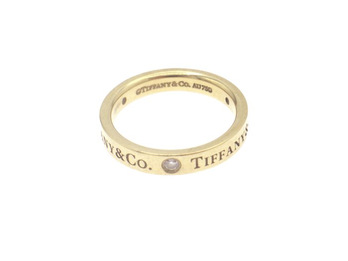 Ingen mindstepris - Tiffany  Co - Ring - Flat Band Ring Ring 3Point Diamonds AU750 - 18 kraat Gulguld AU750