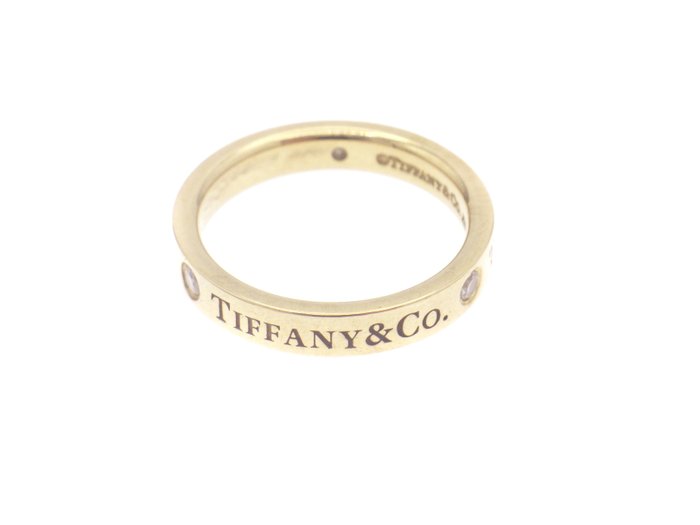 Ingen mindstepris - Tiffany  Co - Ring - Flat Band Ring Ring 3Point Diamonds AU750 - 18 kraat Gulguld AU750