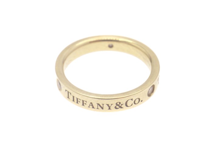 Ingen mindstepris - Tiffany  Co - Ring - Flat Band Ring Ring 3Point Diamonds AU750 - 18 kraat Gulguld AU750