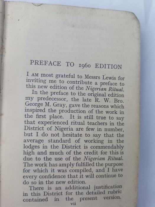 Brother C. M. Browne - Nigerian Ritual as taught in emulation Lodge of improvement - 1960