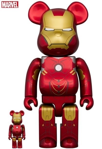 Medicom Toy Be@rbrick - 400%  100% Bearbrick - Iron Man - Mark IV (Infinity Saga)