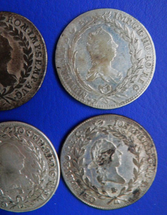 Østrig. Kaiser des röm.Reiches Deutscher Nation: Franz Stephan,Maria Theresia,Josef I.-1756-1790. Lot of Kreuzer pieces (5 pieces silver) 1756,1764,1777,1787,1790,  (Ingen mindstepris)