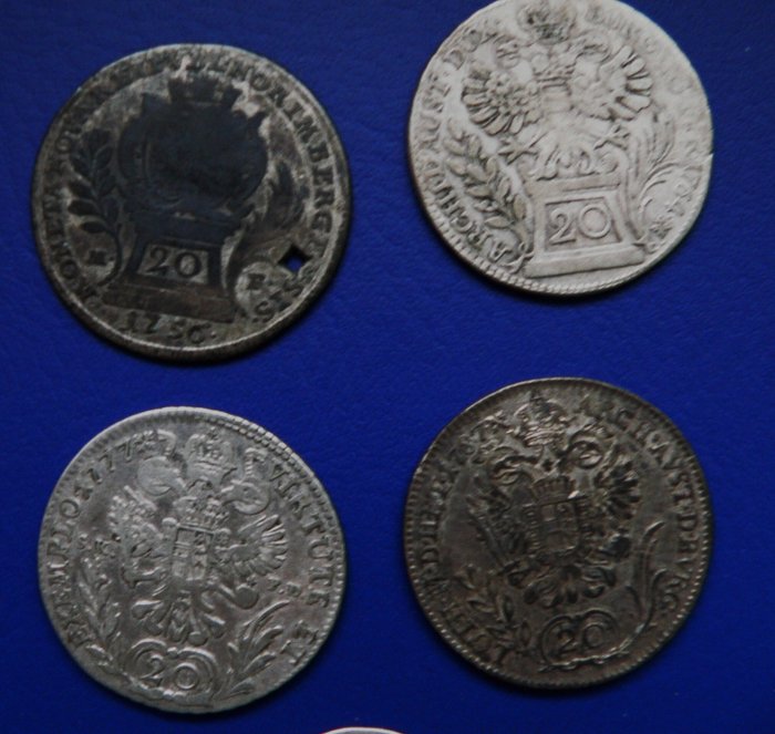 Østrig. Kaiser des röm.Reiches Deutscher Nation: Franz Stephan,Maria Theresia,Josef I.-1756-1790. Lot of Kreuzer pieces (5 pieces silver) 1756,1764,1777,1787,1790,  (Ingen mindstepris)