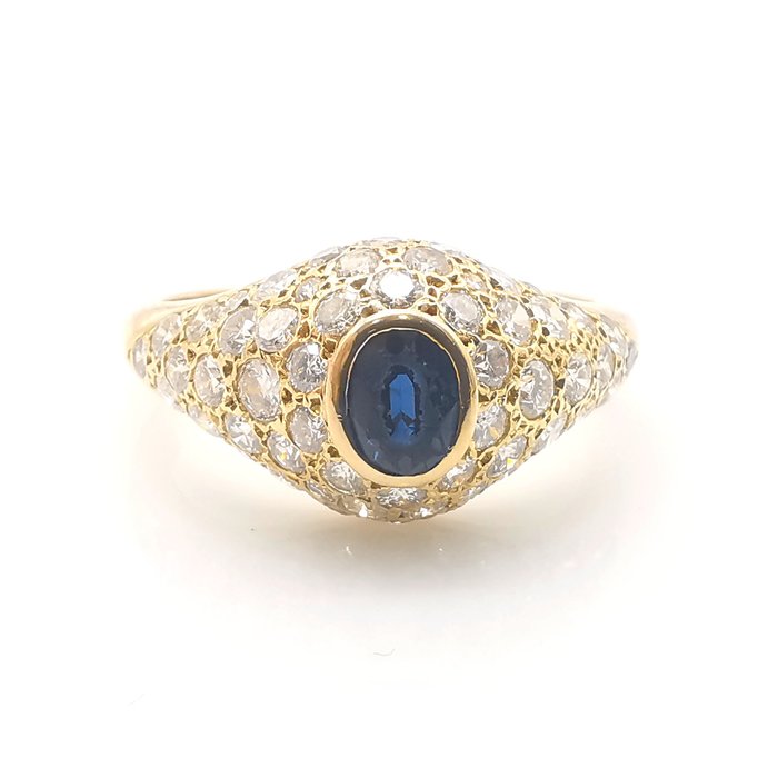 Ring - 18 kraat Gulguld -  274ct tw Safir - Diamant