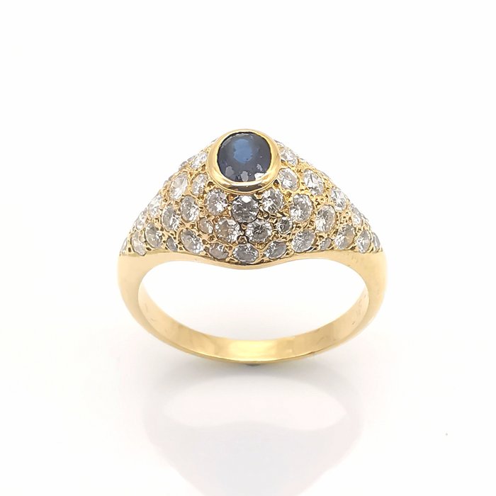 Ring - 18 kraat Gulguld -  274ct tw Safir - Diamant