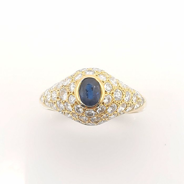 Ring - 18 kraat Gulguld -  274ct tw Safir - Diamant