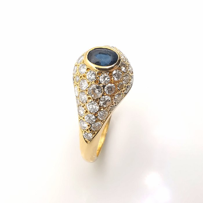 Ring - 18 kraat Gulguld -  2.74ct. tw. Safir - Diamant