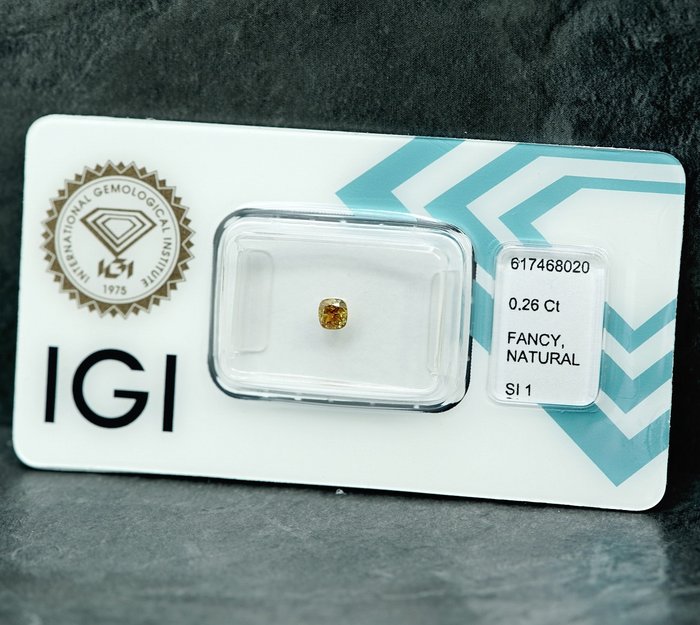 1 pcs Diamant  (Naturfarvet)  - 0.26 ct - Fancy Brunlig Gul - SI1 - International Gemological Institute (IGI)