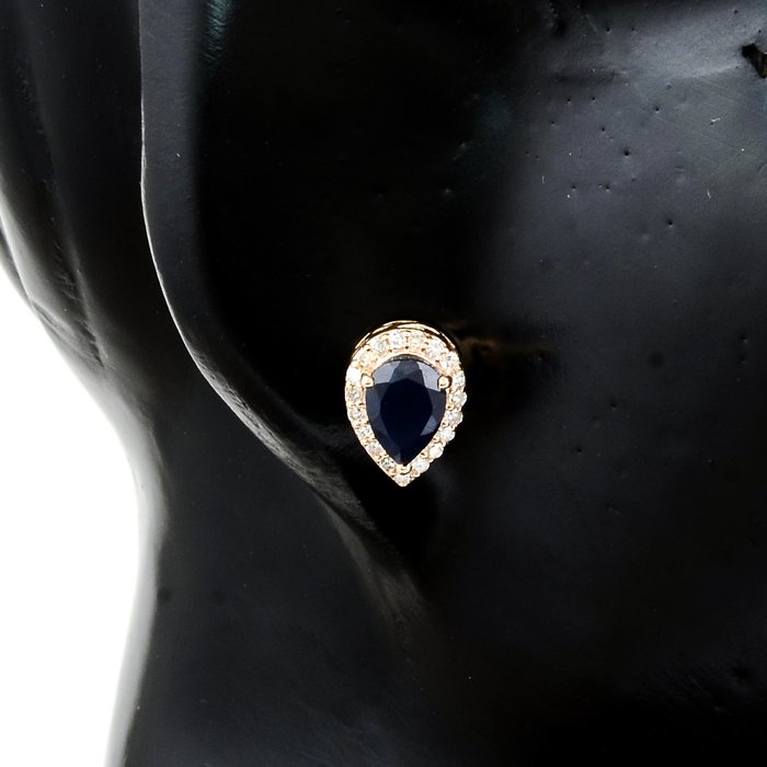 Ingen mindstepris - Øreringe - 14 karat Gulguld -  2.23ct. tw. Safir - Diamant