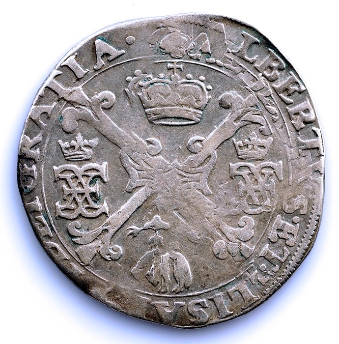 spanske Holland. Albrecht  Isabella. 1/4 de patagon 1598-1621 Bruselas - Escasa