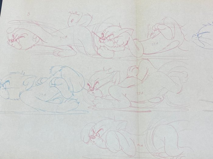 Tom and Jerry (MGM 1963/64) - 1 Cinematic Movement Drawing of Tom Ltd Edition Kopi fra personalet meget høj kvalitet (97x31 cm)