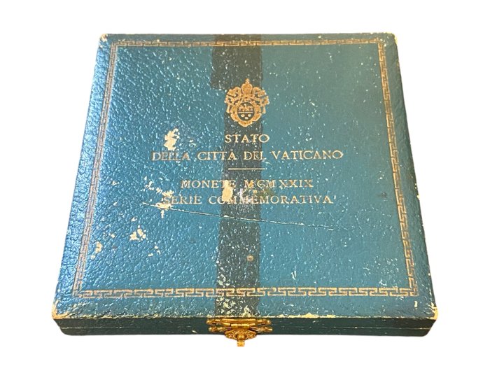 Vatikanstaten. Pio XI. 1929 Cofanetto Serie commemorativa con 100 Lire oro