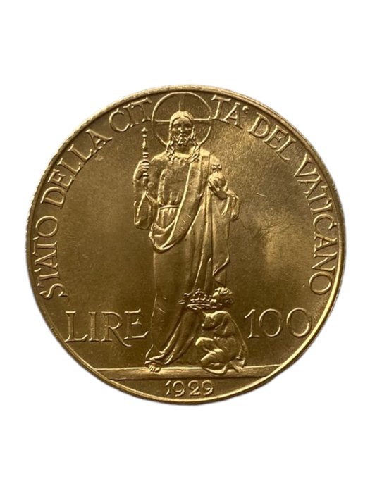 Vatikanstaten. Pio XI. 1929 Cofanetto Serie commemorativa con 100 Lire oro