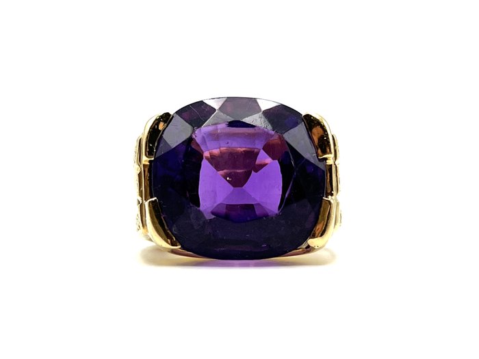 Ring - 18 kraat Gulguld -  23.00ct. tw. Ametyst - Diamant