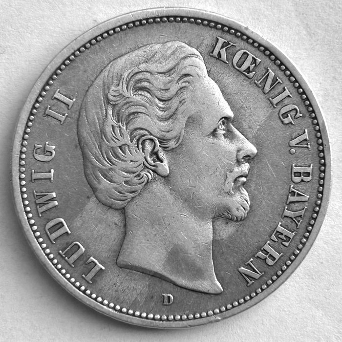 Tyskland, Bavaria. Ludwig II - König von Bayern. 5 Mark 1876  (Ingen mindstepris)