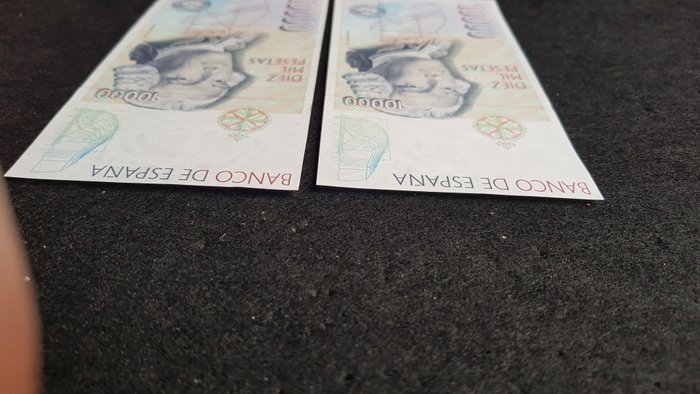 Spanien. - 2 x 10,000 Pesetas 1992 - Pick 166 - Consecutive  (Ingen mindstepris)