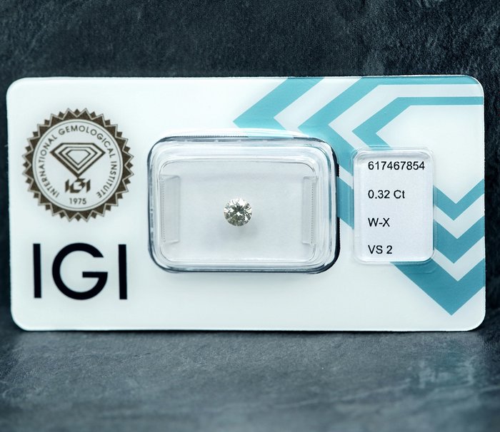 1 pcs Diamant  (Naturfarvet)  - 0.32 ct - Light Brunlig Gul - VS2 - International Gemological Institute (IGI)