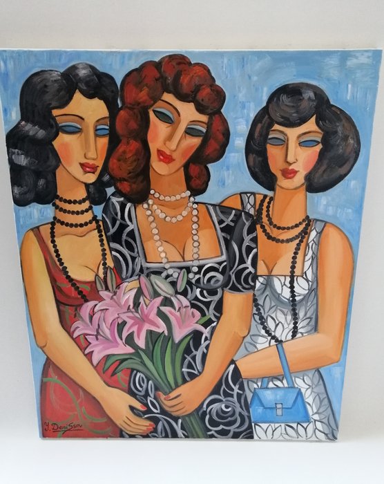 Yuri Denissov (1962) - Copines avec un bouquet de lys