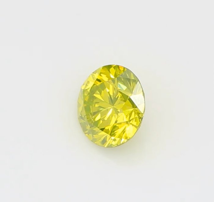 1 pcs Diamant  (Farvebehandlet)  - 0.17 ct - Rund - Fancy vivid Grønlig Gul - VS1 - International Gemological Institute (IGI)