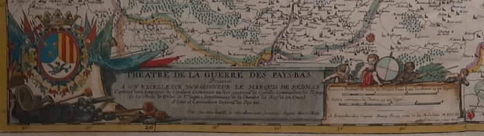 Belgien - Sydlige udkant af Holland og Belgien (Spanske Nederlandene); Graveur: Jacques Harrewyn. Carograaf: Eugéne Henry Fricx - Théâtre de la guerre des Pays-Bas Presenté à Son Excellence Monseigneur le Marquis de Bedmar, - 1703