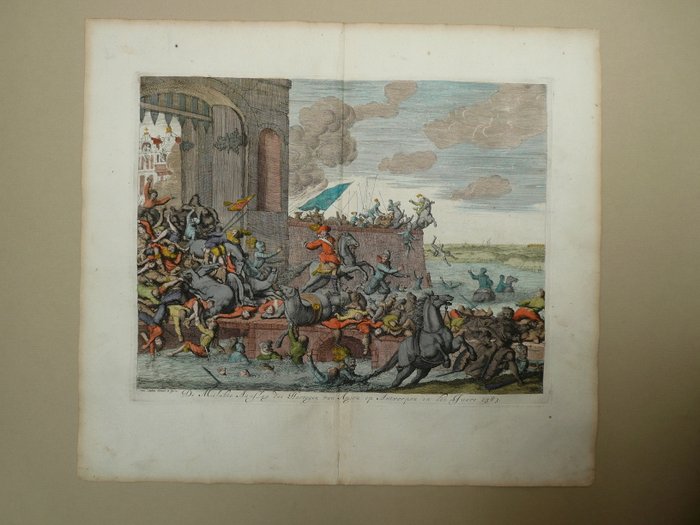 Belgien - Antwerpen; Jan Luyken - De mislukte aanslag des Hartogen van Anjou op Antwerpen in den Jaare 1583 - 1681-1700