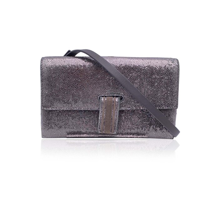 Brunello Cucinelli - Silver Leather Small Crossbody Messenger Bag - Crossbody-taske