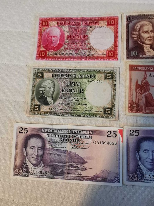 Island. - 13 Banknotes - Various Dates  (Ingen mindstepris)