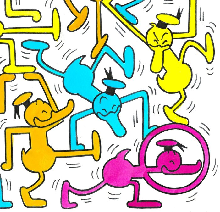 Tony Fernandez - Donald Duck Sailor Inspired By Keith Haring's "Tottomondo" (1989) - Hand-Signed