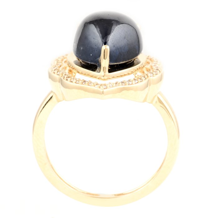 Ring - 14 karat Gulguld -  9.70ct. tw. Safir - Diamant