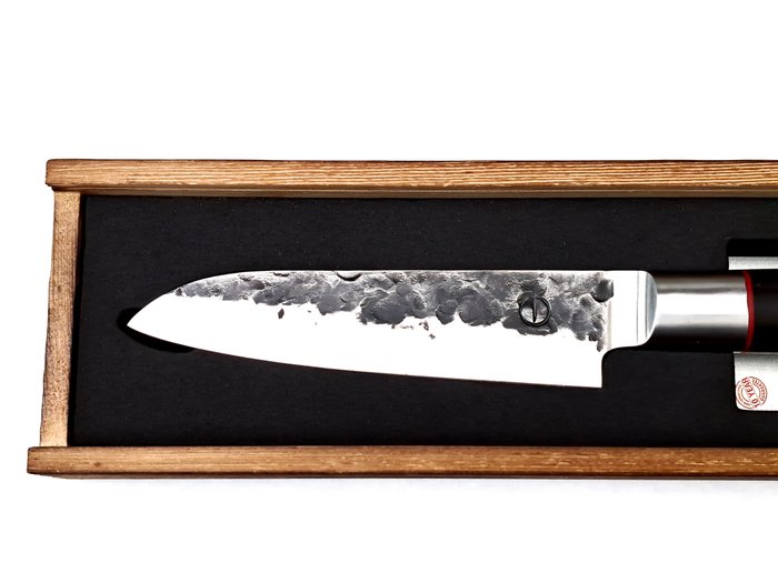 Santoku Knife - 440C Japanese Stainless Steel - Forged and Hammered - Zebra Wood - Køkkenkniv - Rustfrit stål - Japan