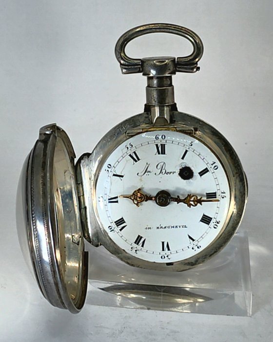 Jn Borrer - Eschevil - Silber Sackuhr  - Prunkwerk - omkring 1746