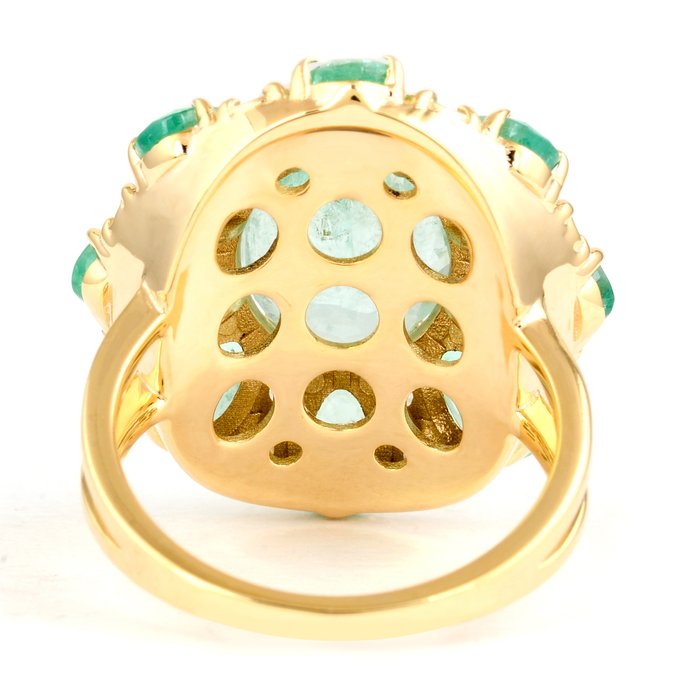 Ring - 14 karat Gulguld -  981ct tw Smaragd - Smaragd