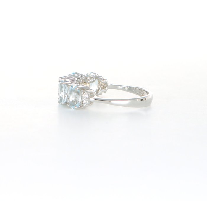 Ingen mindstepris - Ring - 18 kraat Hvidguld, NY -  2.50ct. tw. Akvamarin - Diamant