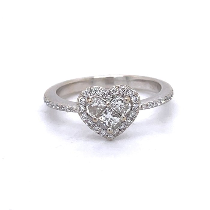 Ring - 18 kraat Hvidguld -  1.00ct. tw. Diamant (Natur)  - Diamant