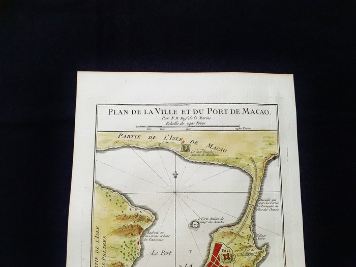 Asien - Kina, Asien, Macau, Pearl River; La Haye / P. de Hondt / J.N. Bellin - Plan de la Ville et du Port de Macao - 1721-1750