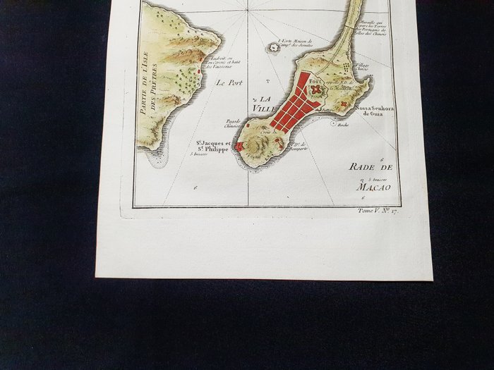 Asien - Kina, Asien, Macau, Pearl River; La Haye / P. de Hondt / J.N. Bellin - Plan de la Ville et du Port de Macao - 1721-1750