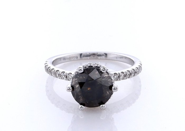 Ring - 14 karat Hvidguld -  204ct tw Diamant (Naturfarvet) - Diamant