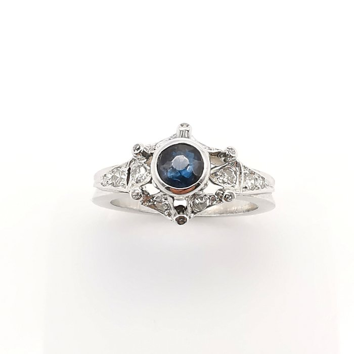 Ring Platin -  0.86ct. tw. Safir - Diamant